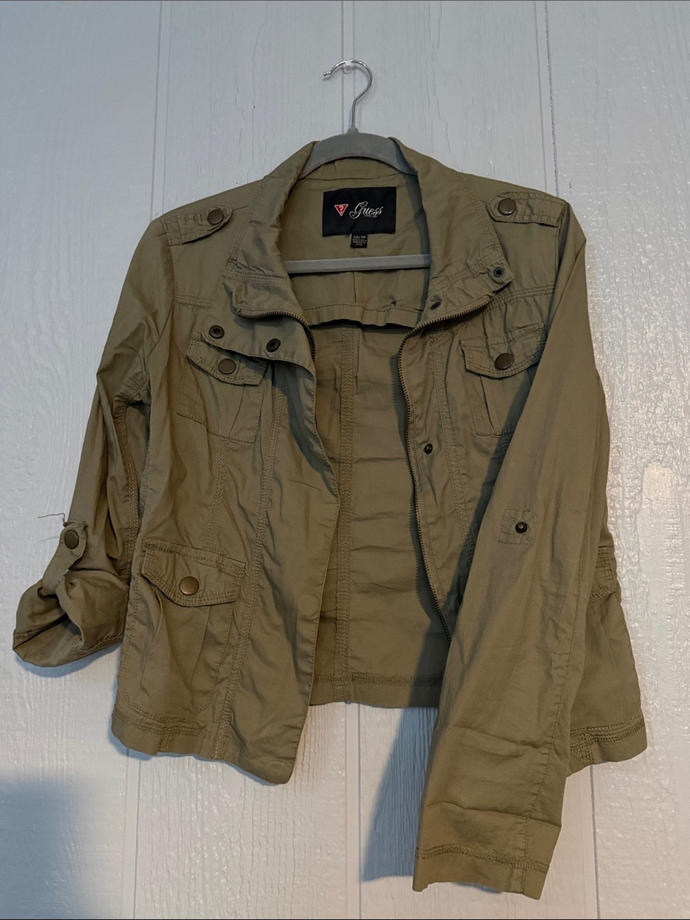 Guess Lightweight Utility Jacket in Light Olive Green